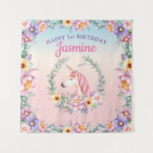 Fond et tapisserie de licorne magique florale
