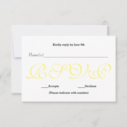 Fond Jaune - Carte de réponse de réception RSVP (Devant)