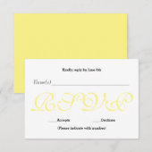 Fond Jaune - Carte de réponse de réception RSVP (Devant / Derrière)