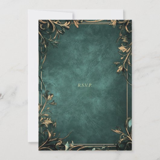 Fond Marbré Vert Foncé, Invitation Bordures Rustiq (Dos)