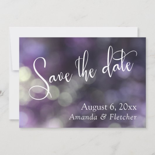 Fond violet flou, Écriture moderne, Save the Date (Devant)
