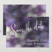 Fond violet flou, Écriture moderne, Save the Date (Devant / Derrière)