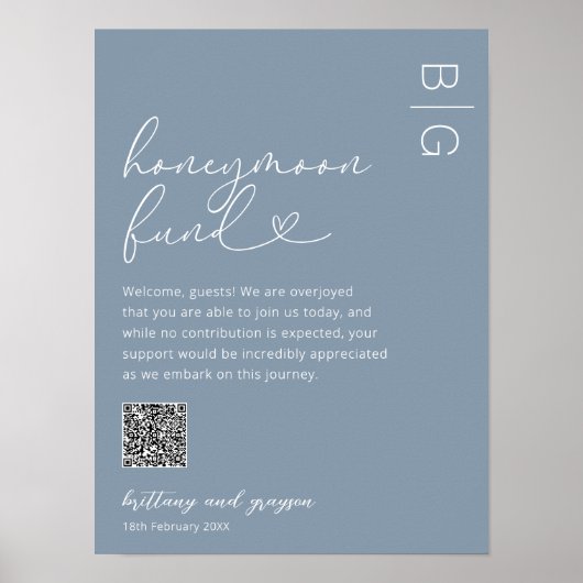 Fonds Lune de Miel Code QR Poster Mariage (Devant)
