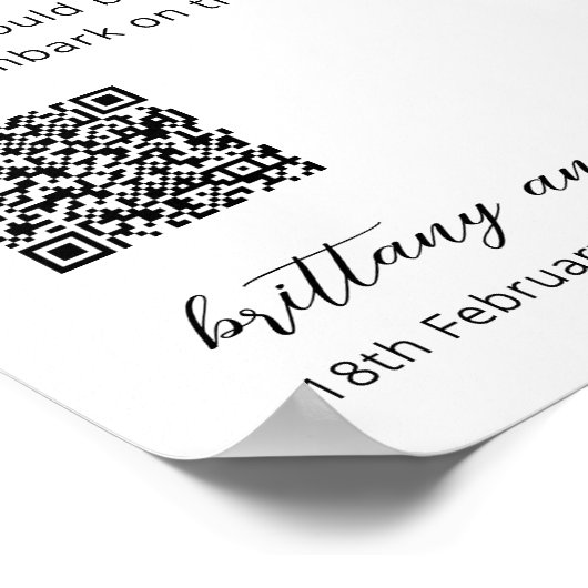 Fonds Lune de Miel Code QR Poster Mariage (Coin)