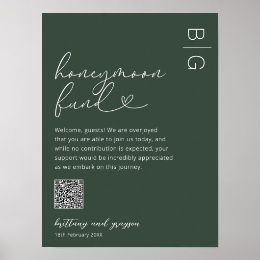 Fonds Lune de Miel Code QR Poster Mariage (Devant)