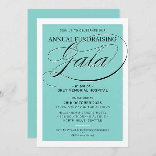 FONDSENWERVING GALA evenement fancy elegant mint g Kaart (Voorkant / Achterkant)