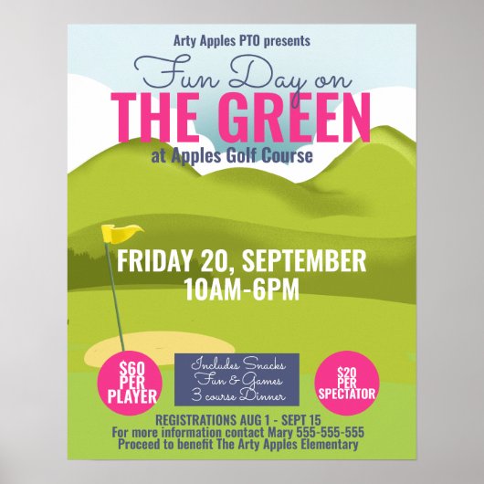 fondsenwerving voor golftoernooi en poster (Voorkant)