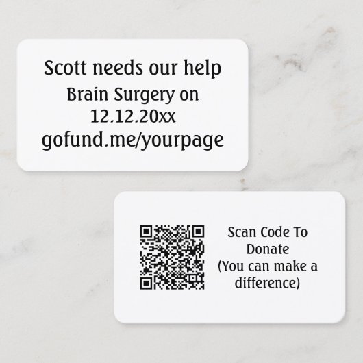 Fondsenwervingsevenement voor vriend QR-code om me Visitekaartje (Voorkant / Achterkant)