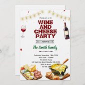 Fondue cheese wine party invitation (Devant / Derrière)