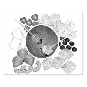 Fondue Fruit Cake Berries Marshmallow Dessert Food Rubberstempel