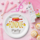 Fondue harten en pot - party papieren bordje (Feest)
