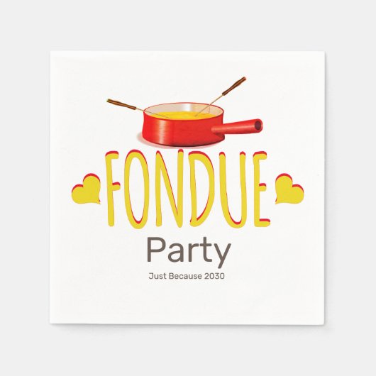 Fondue harten en pot - party servet (Voorkant)