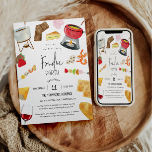 Fondue Party Wijn Kaas Diner Party elke gelegenhei Kaart