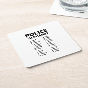 Fonetic Alphabet Politie Vierkante Kartonnen Onderzetter