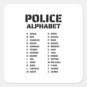 Fonétisch Alfabet Politie Vierkante Sticker