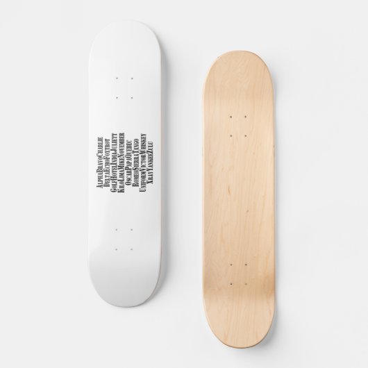 FONETISCHE ALFABET/CODE-WOORDEN SKATEBOARD (Voorkant)