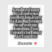 FONETISCHE ALFABET/CODE-WOORDEN STICKER (Vel)