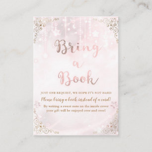 Fonkel klein Ster Roze Goud Breng een Boek Baby Informatiekaartje