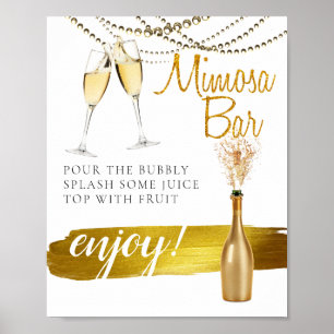 Fonkelend Elegante Bruiloft Brunch Mimosa Bar Bord Poster