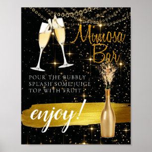 Fonkelend Elegante Bruiloft Brunch Mimosa Bar Bord Poster