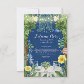 Fonkelende Blauwe Bloementuin Bruidsdouche Bedankkaart (Voorkant)