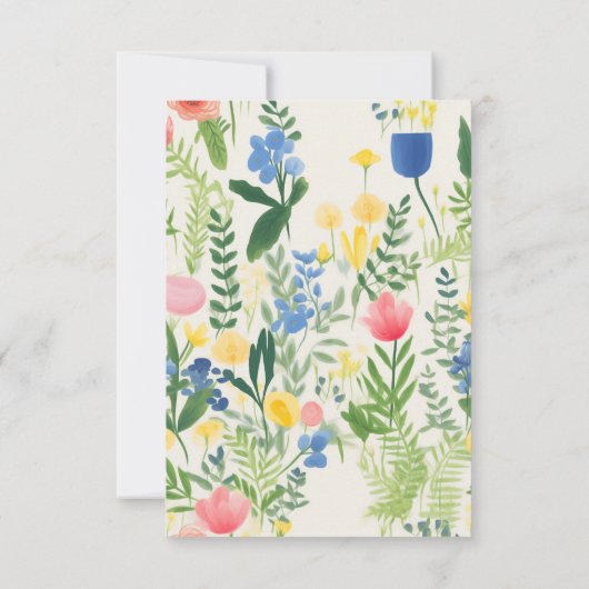 Fonkelende Blauwe Bloementuin Bruidsdouche Bedankkaart (Achterkant)