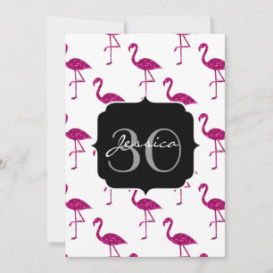 Fonkelende flamingo Roze patroon Monogram uitnodig Kaart