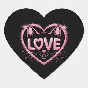Fonkelende Kattenliefde Hart Sticker