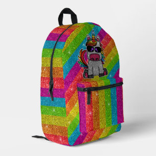 Fonkelende LGBT Pride Glitter Regenboog Eenhoorn Bedrukte Rugzak