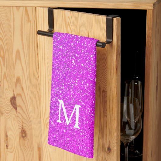 Fonkelende Roze Glitter Ombre Initiaal Monogram Cu Theedoek (Derde Gevouwen)