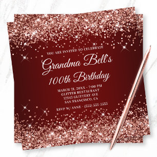 Fonkelende Roze Gouden Glitters Donkerrood 100e Ve Kaart