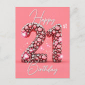Fonkelende Roze & Zilveren Edelsteen 21e Verjaarda Briefkaart (Voorkant)