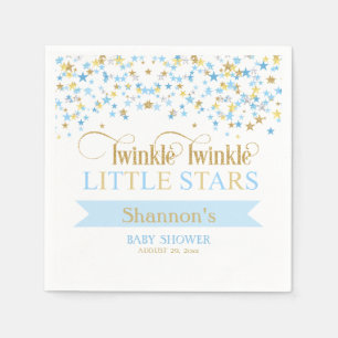 Fonkelende Sterretjes Tweeling Baby Shower Blauw & Servetten