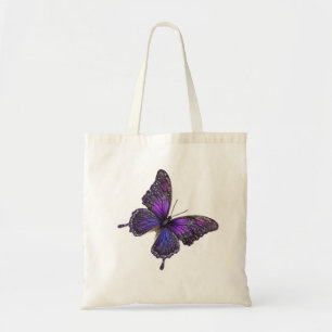 Fonkelende Vleugels: Paarse Glitter Vlinder Tote Bag