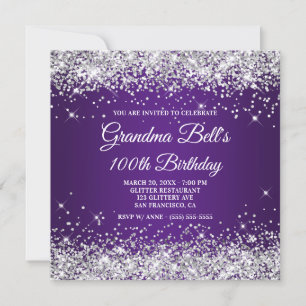 Fonkelende Zilveren Glitter Konings Paars 100ste V Kaart