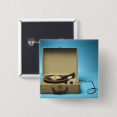 fonograaf vierkante button 5,1 cm (Voorkant /achterkant)