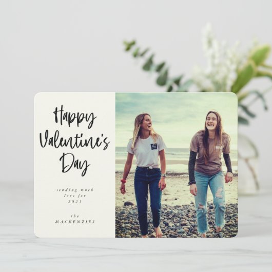 Font Happy Valentine's Day Photo van modern script Feestdagenkaart (Staand voorkant)