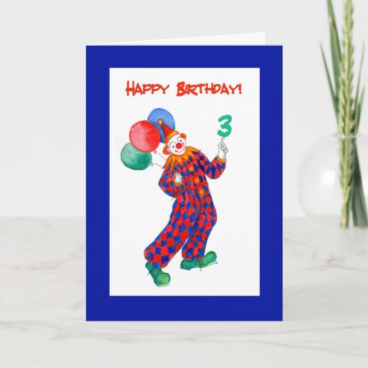 Font le clown la 3ème carte d'anniversaire (Devant)