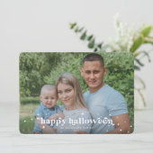 Font + Stars Retro Moderne Happy Carte photo Hallo (Debout devant)