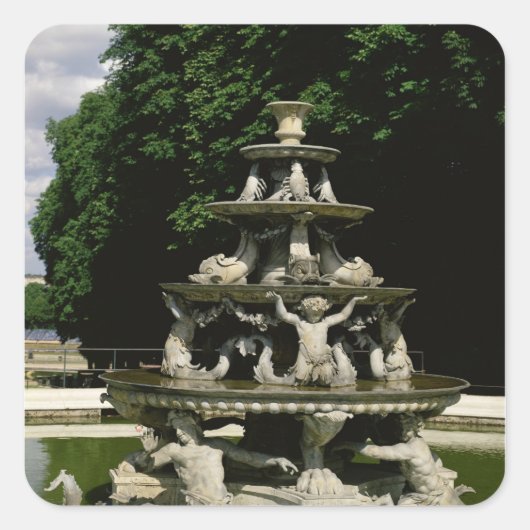 Fontaine de la Pyramide Vierkante Sticker (Voorkant)