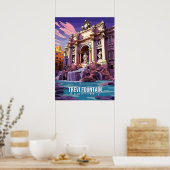 Fontaine de Trevi, affiche d'art touristique (Cuisine)