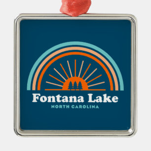 Fontana Lake North Carolina Regenboog Metalen Ornament