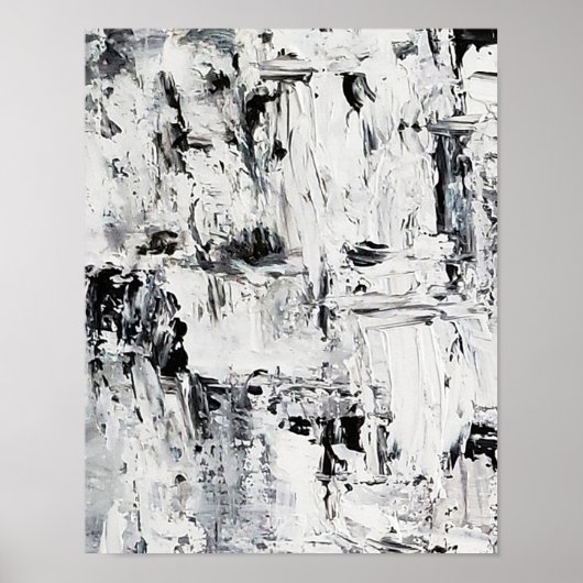 Fonte de glace abstraite affiche noire et blanche (Devant)