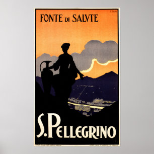 Fonte De Salute S. PELLEGRINO Water en Vintage Poster