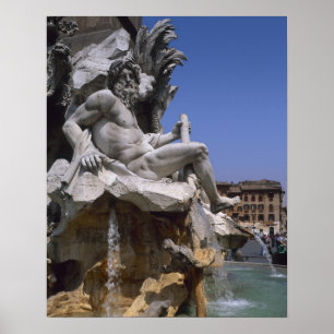 Fonte van de Vier Rivieren, Piazza Navona, Rome, Poster