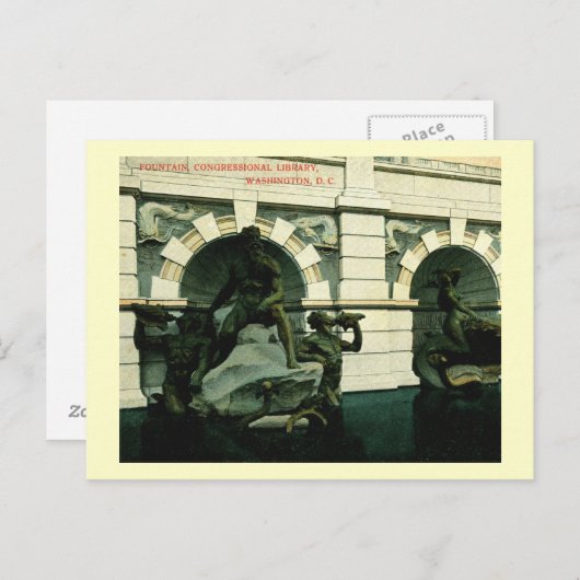 Fontein, Bibliotheek van het Congres, Washington D Briefkaart (Voorkant / Achterkant)