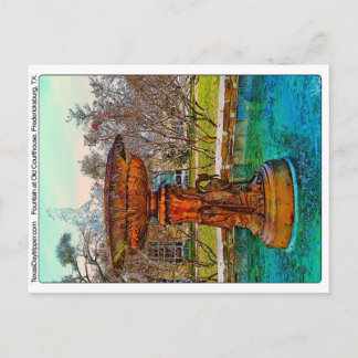 Fontein bij Old Courthouse, Fredericksburg, TX Briefkaart
