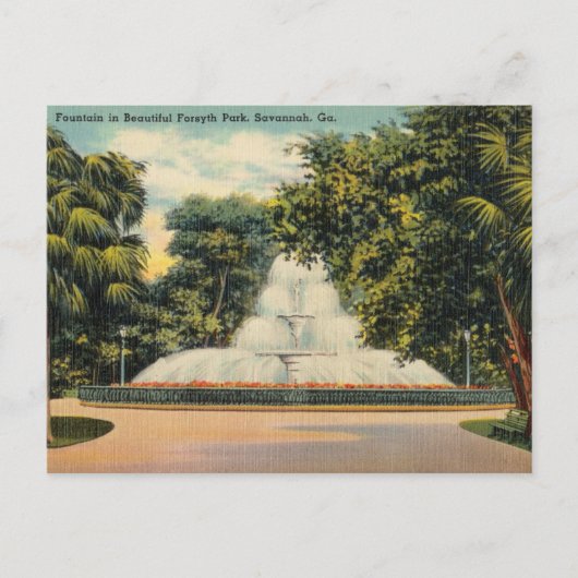 Fontein in Forsyth Park Savannah GA Historisch Briefkaart (Voorkant)