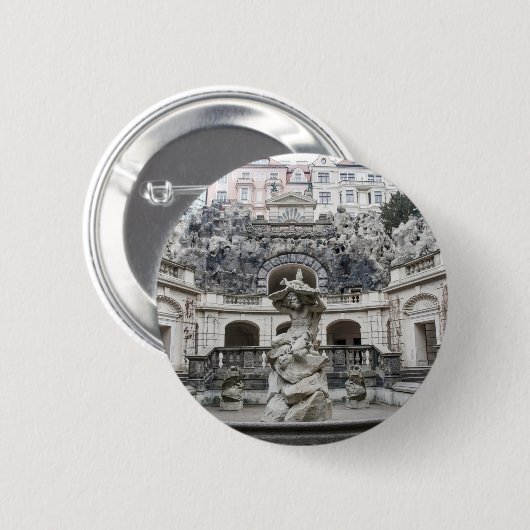 fontein met Neptunstandbeeld in Praag Ronde Button 5,7 Cm (Voorkant /achterkant)