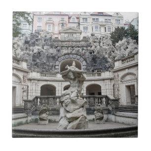 fontein met Neptunstandbeeld in Praag Tegeltje